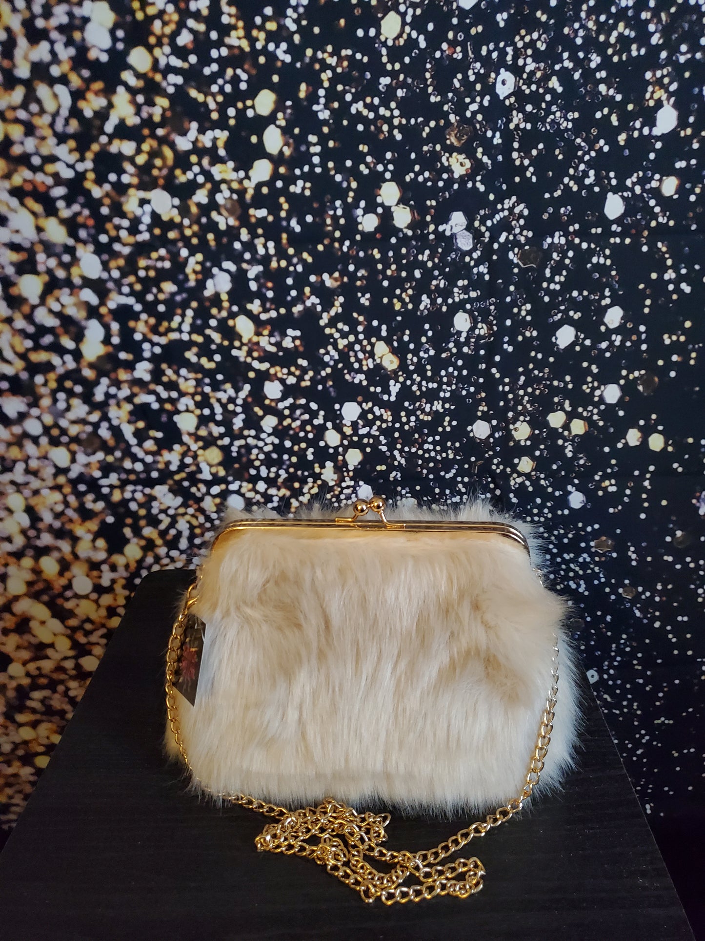 Last one cream fur purse