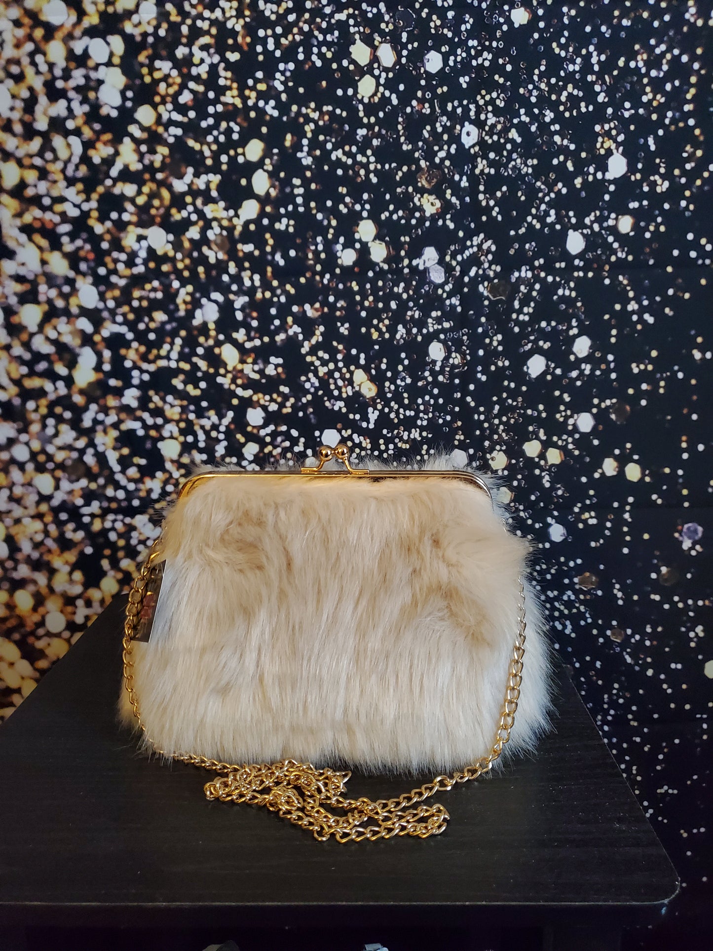 Last one cream fur purse