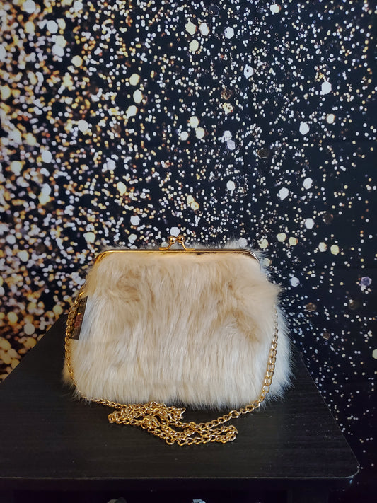 Last one cream fur purse