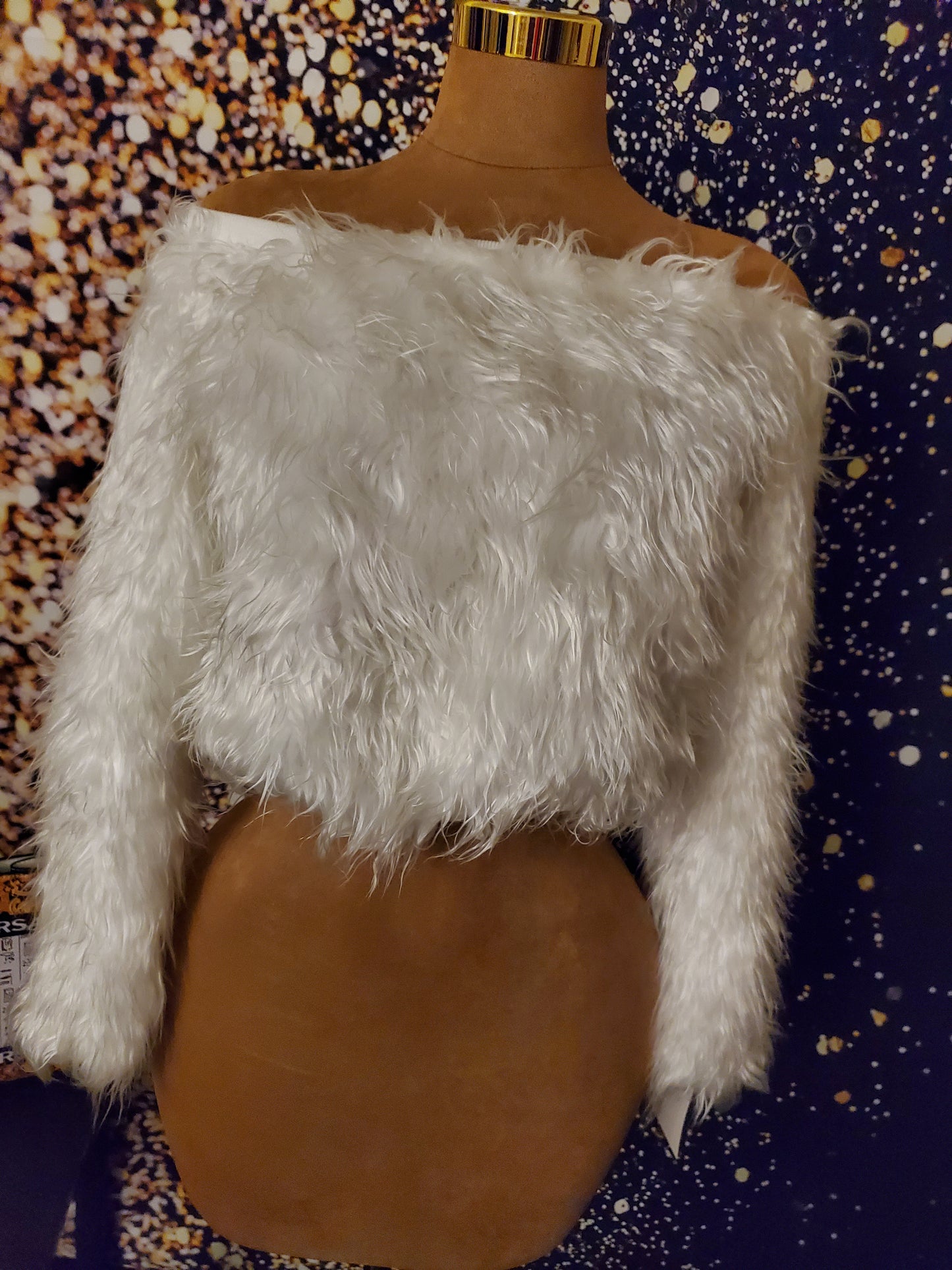 Fluffy fur top white