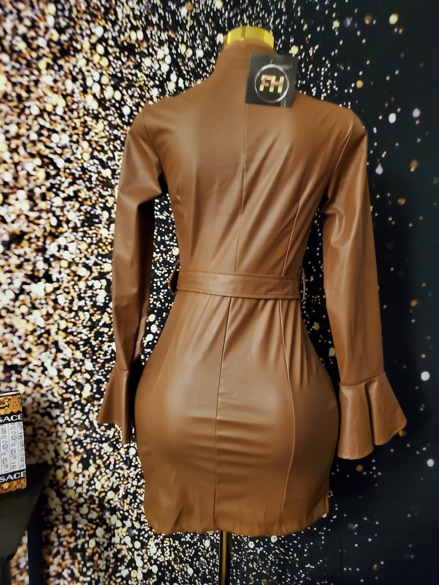 Dipped n chocolate faux leather dress