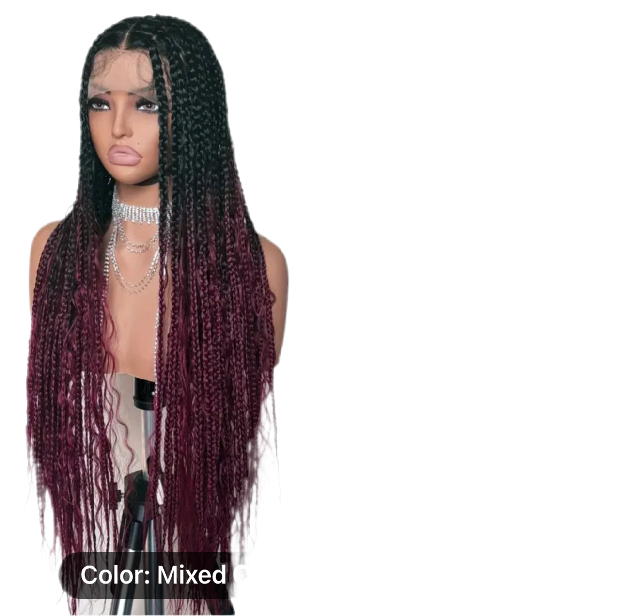 S’vannah ombre knotless full braid lace wig