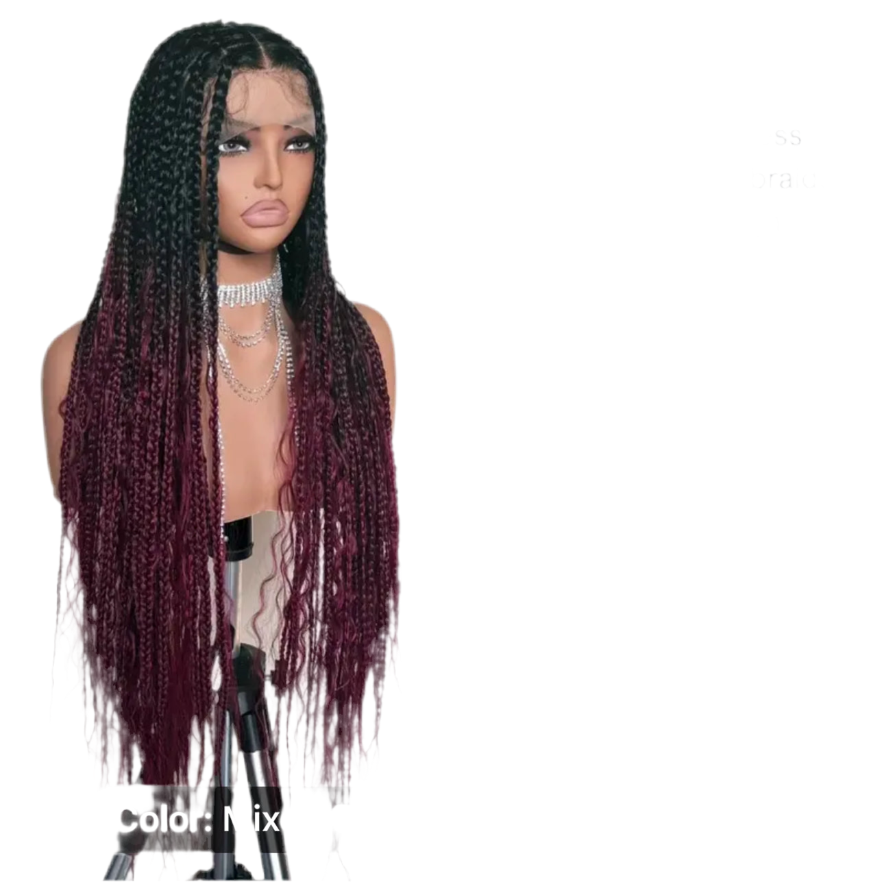 S’vannah ombre knotless full braid lace wig