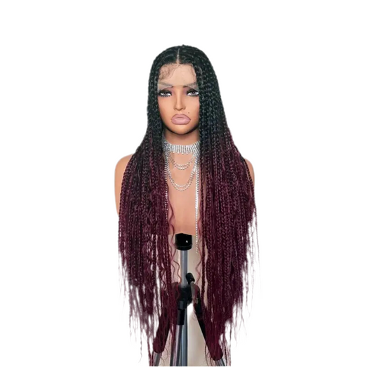 S’vannah ombre knotless full braid lace wig