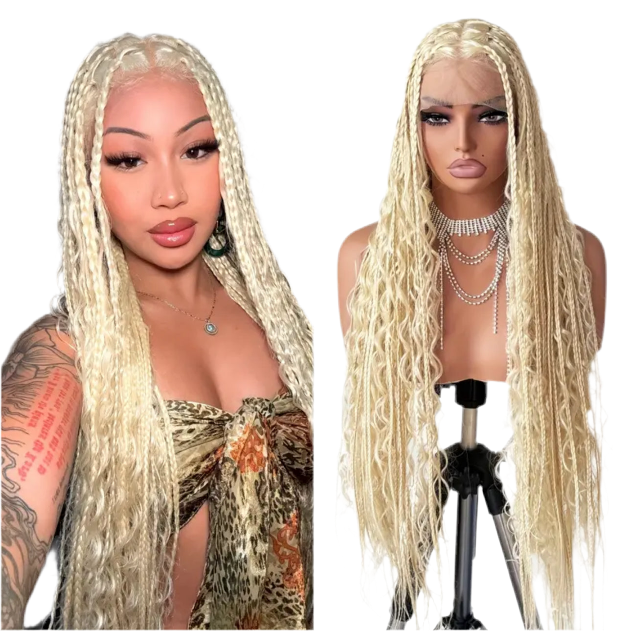 Ice princess boho knotless braid wig