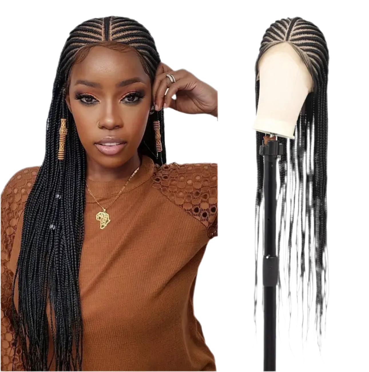 Tribal Fulani cornrow lace wig