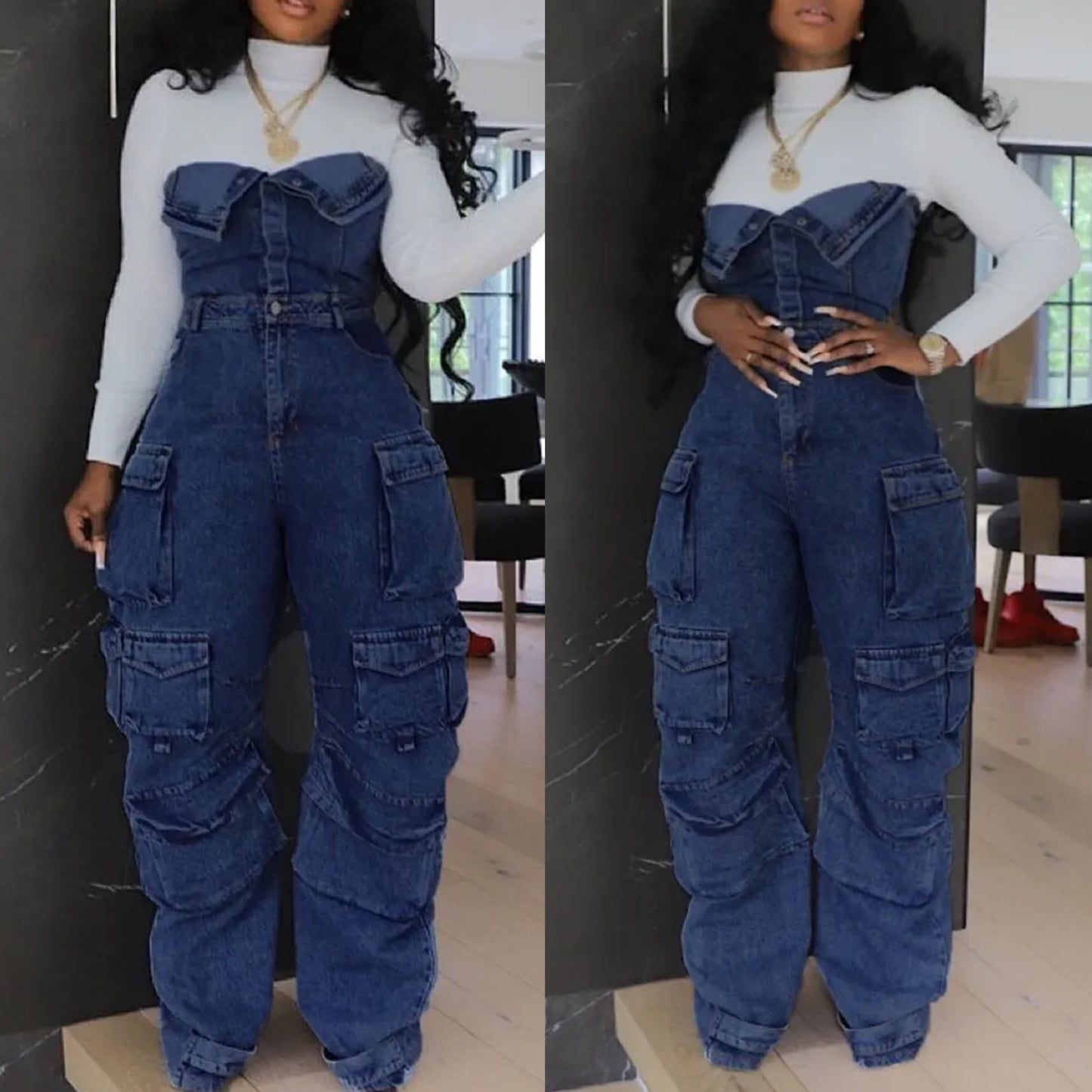 Queen bee Jean jumpsuit Blue