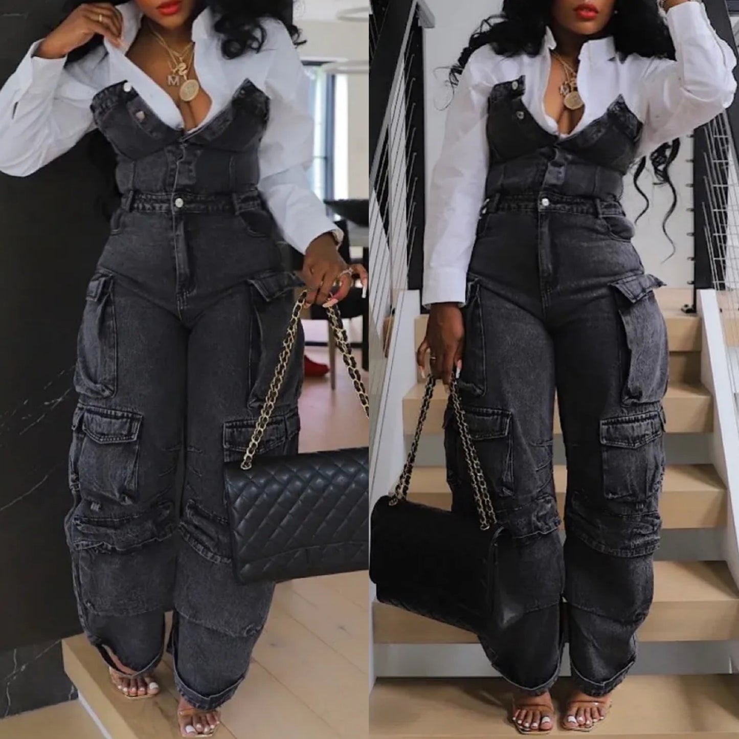 Queen bee Jean jumpsuit Black