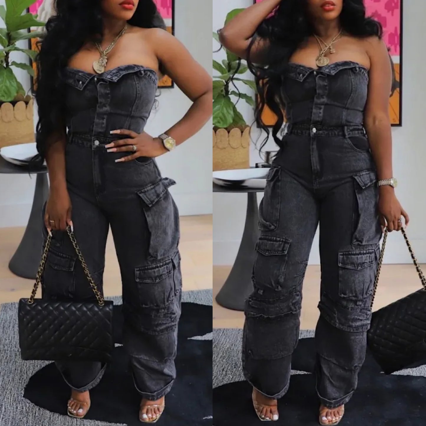 Queen bee Jean jumpsuit Black