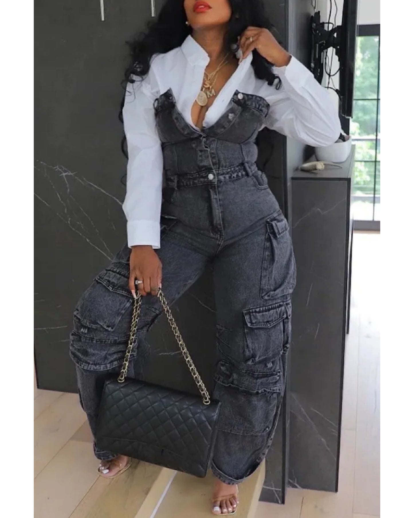 Queen bee Jean jumpsuit Black