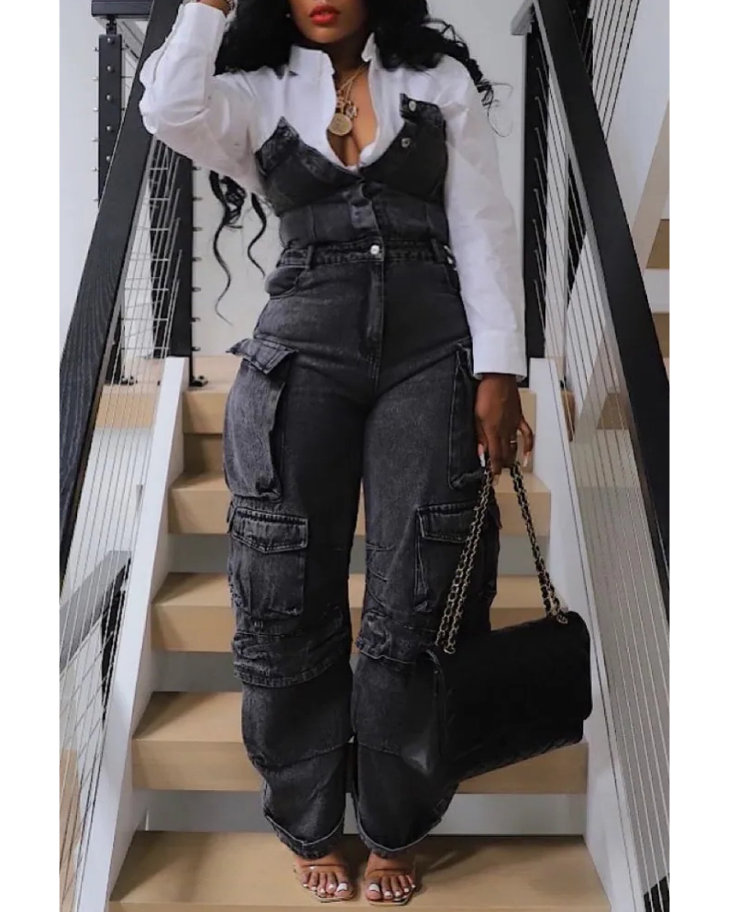 Queen bee Jean jumpsuit Black
