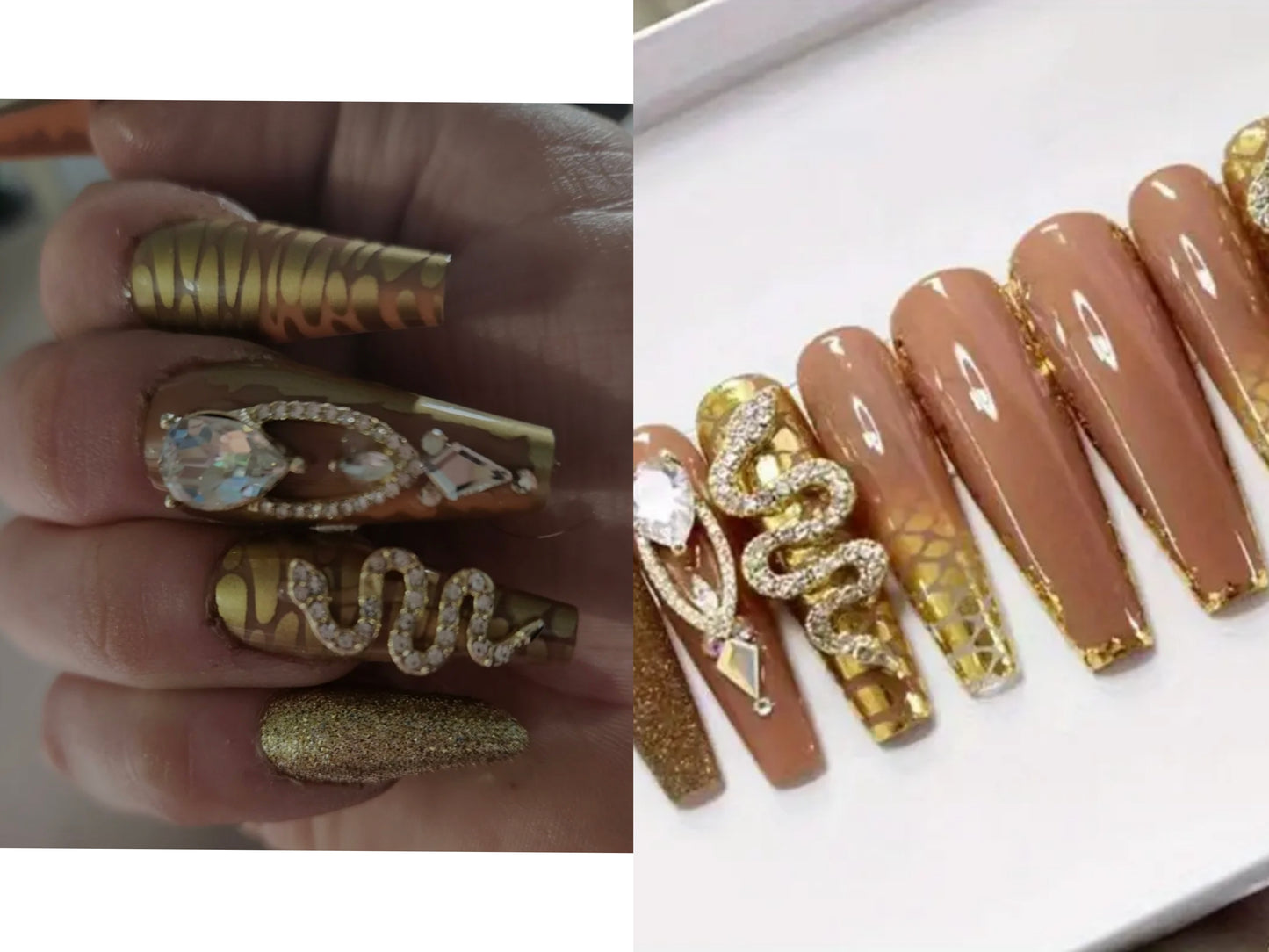 Nude jungle long press on nails