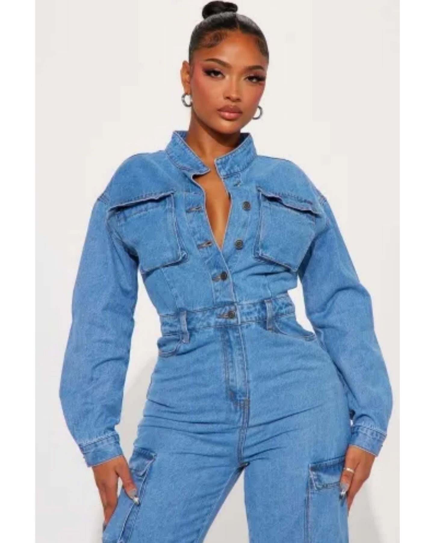 Runway denim jumpsuit