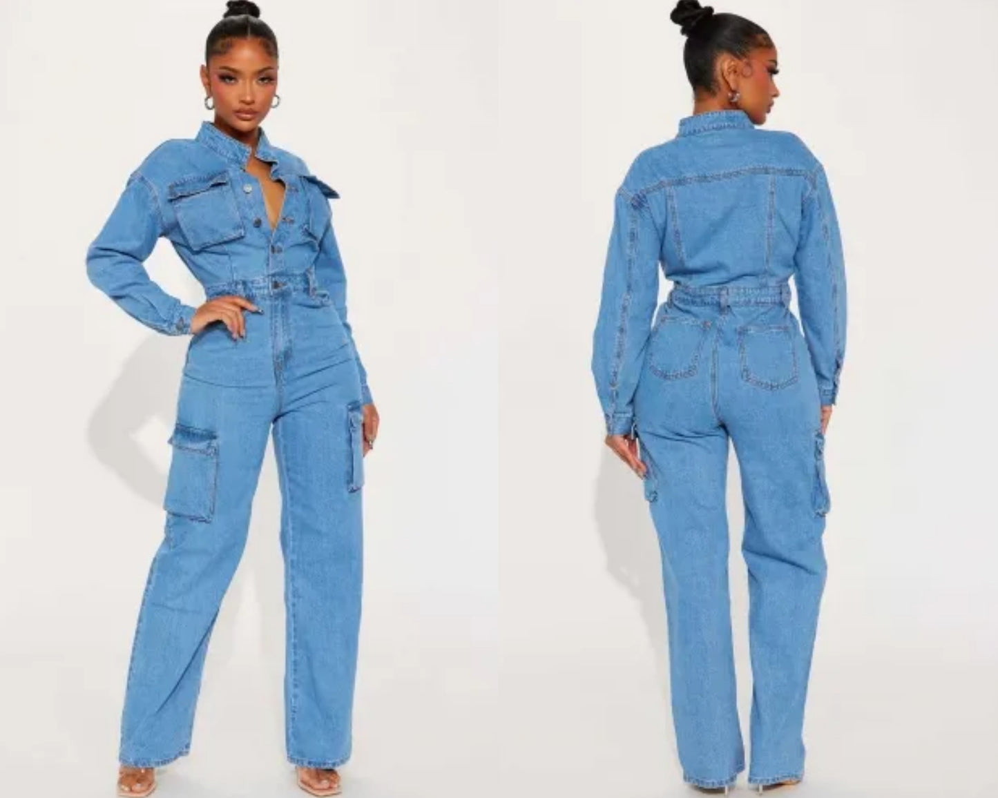 Runway denim jumpsuit