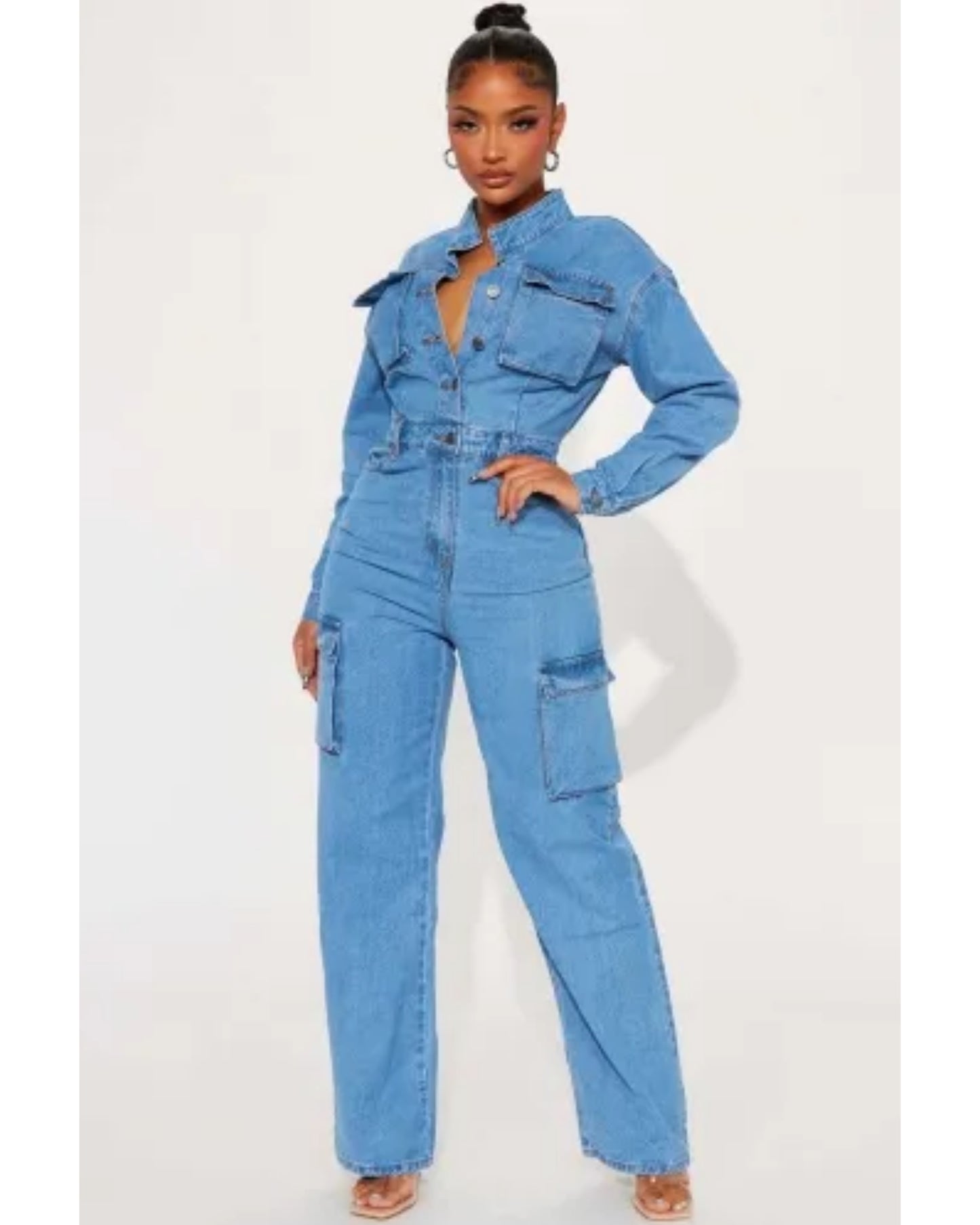 Runway denim jumpsuit