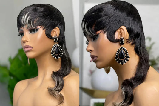 Storm humanhair mullet wig