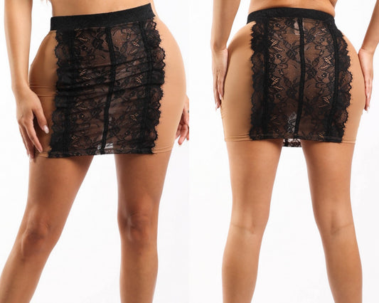 Nude illusion skirt