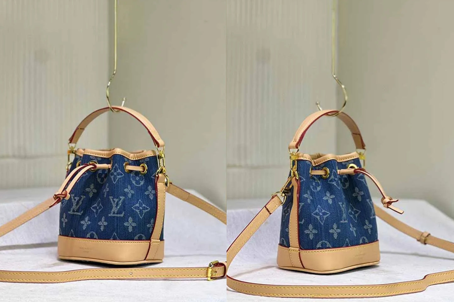 Blue lv bucket bag
