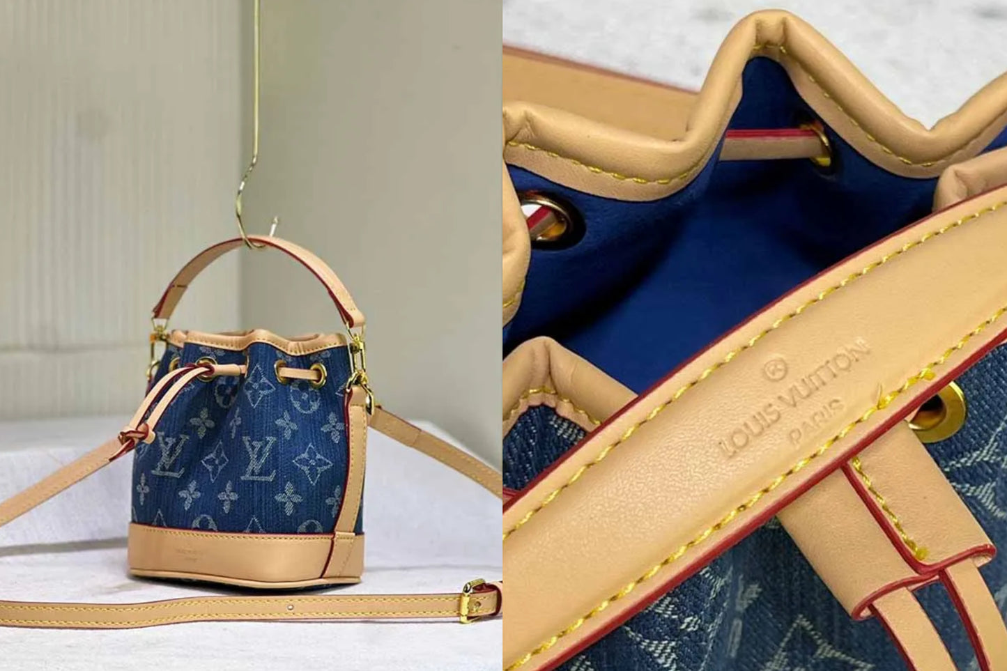 Blue lv bucket bag