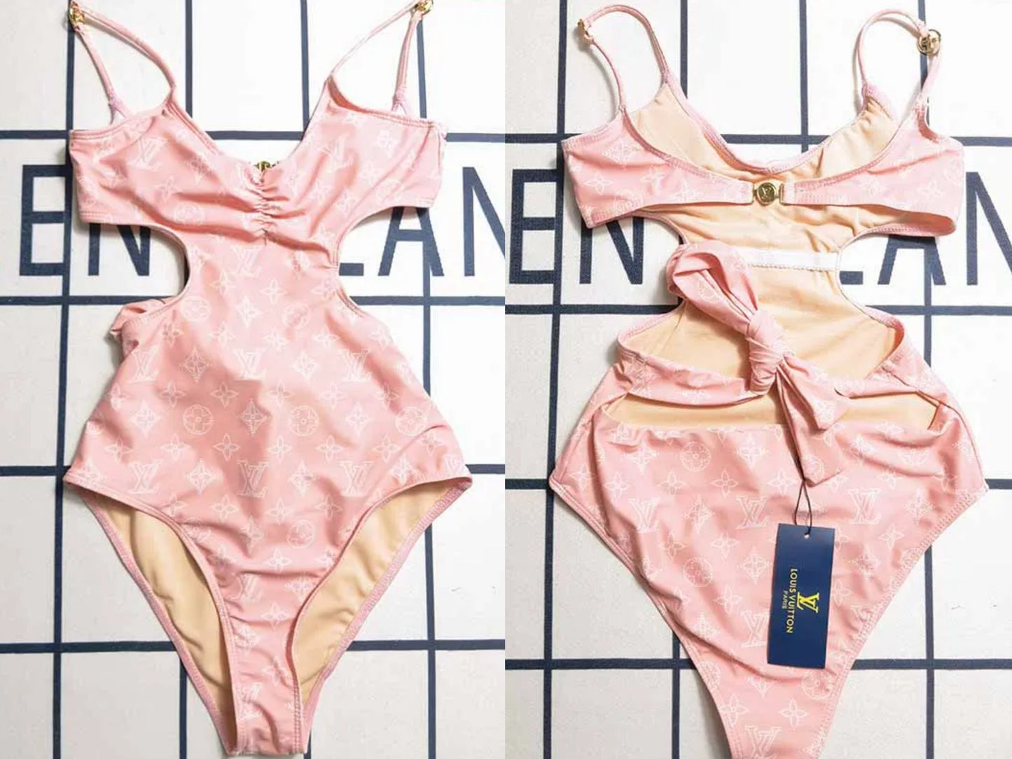 Lv back strap swimsuit