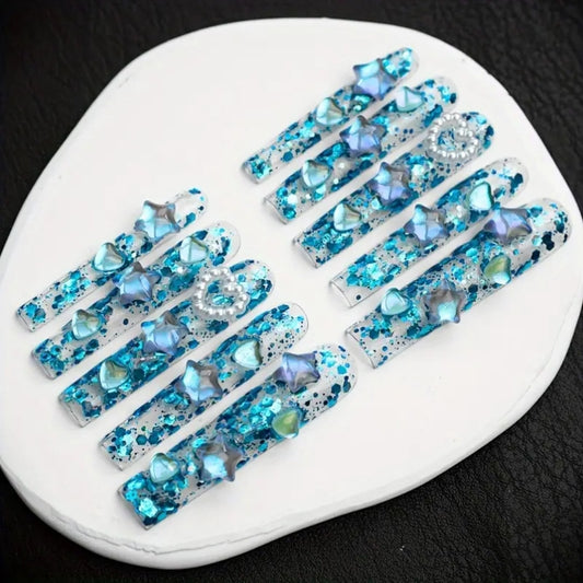 Case of the blues press on nails