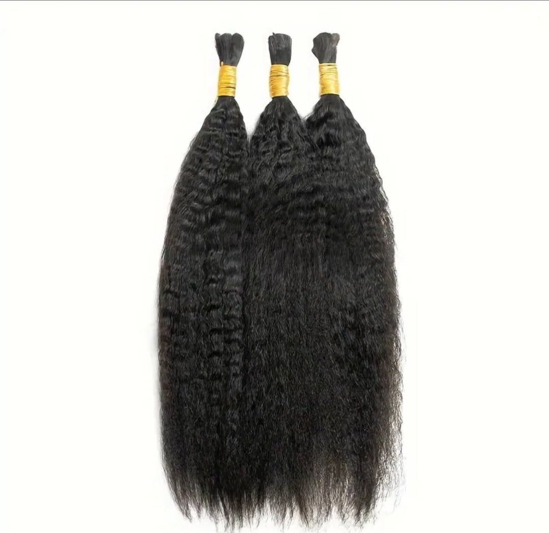 Premium thick kinky hair bulk human hair for braids or crochet