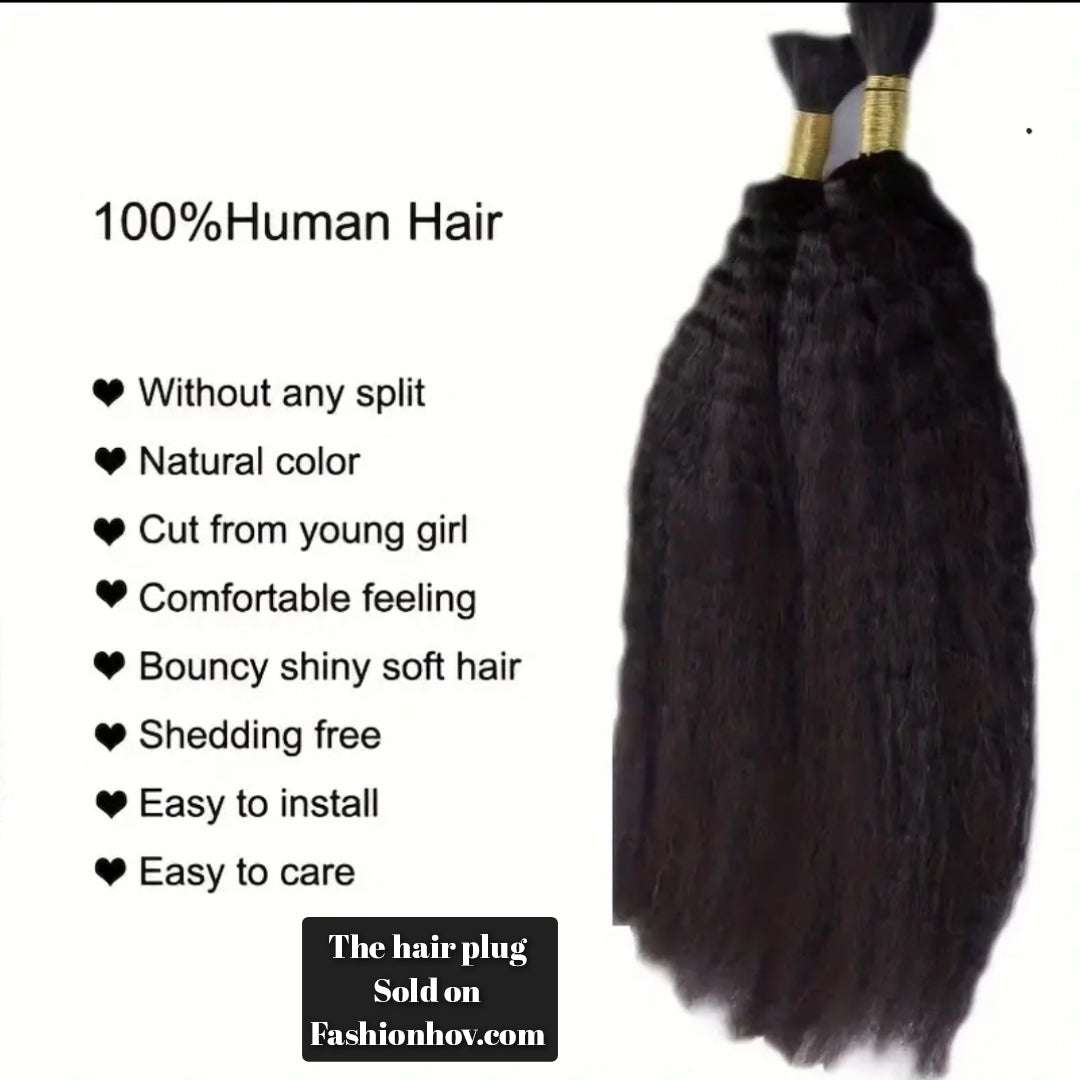 Premium thick kinky hair bulk human hair for braids or crochet