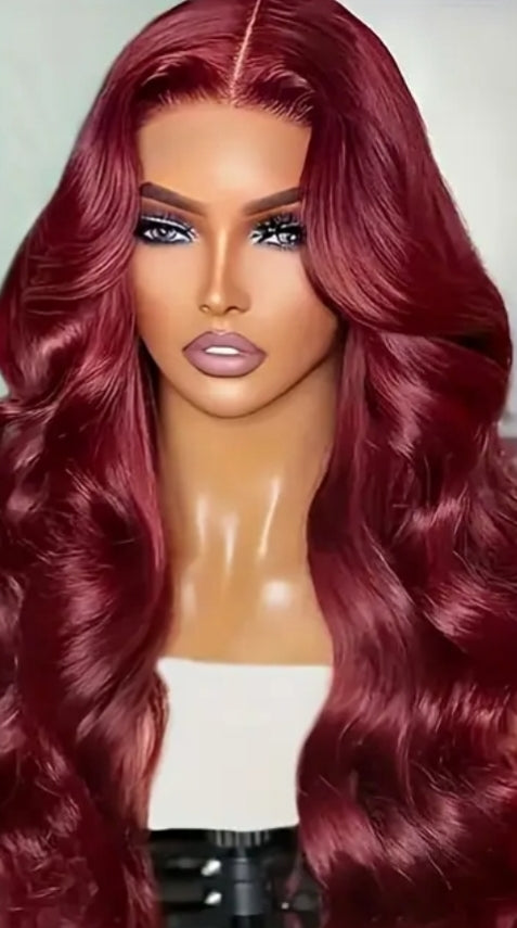 Heavenly 4x4 human hair lace wig custom Burgundy Ready to wear wig