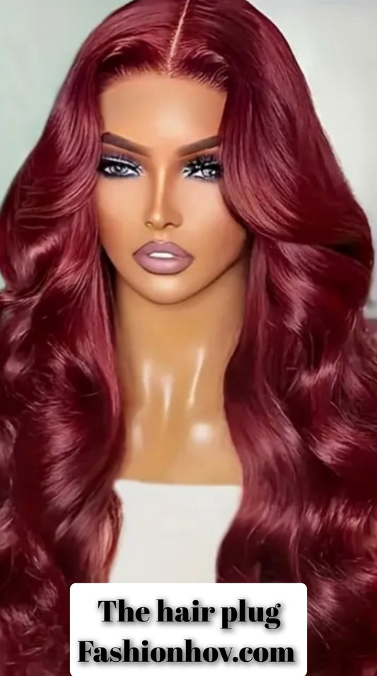 Heavenly 4x4 human hair lace wig custom Burgundy Ready to wear wig