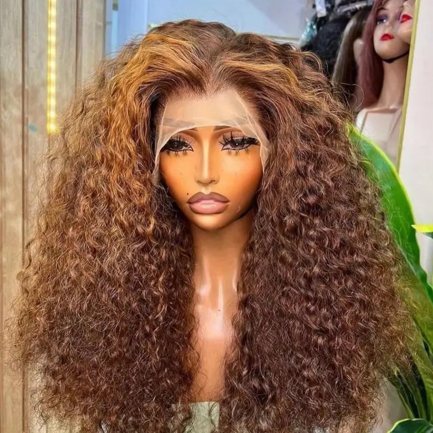 Giselle blonde hightlight kinky Deep wave pre plucked Transparent lace wig