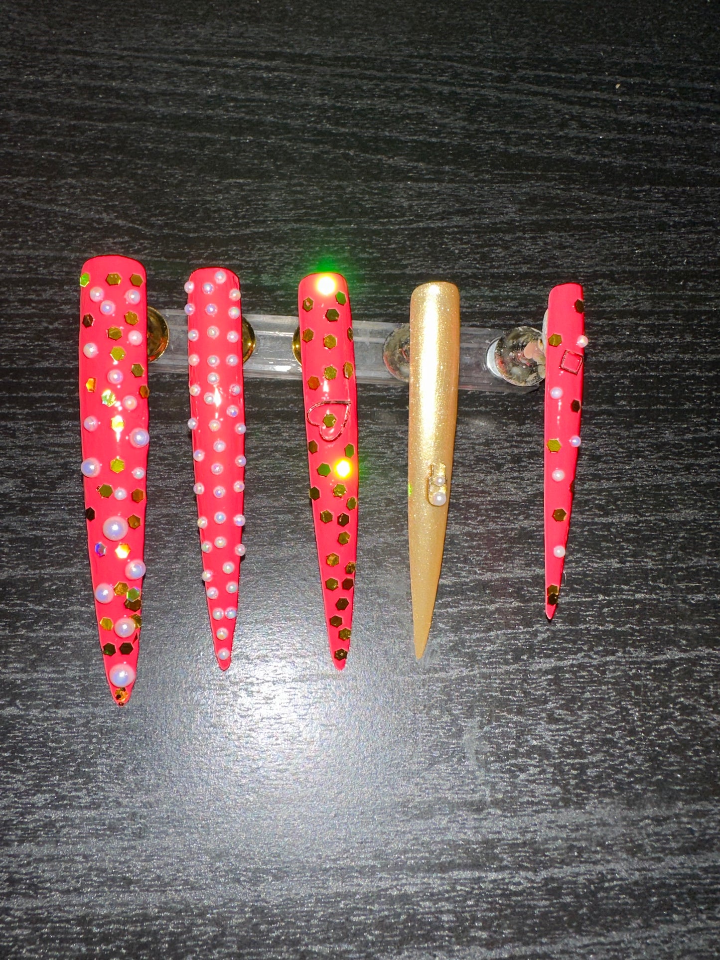Hot pink barbie fun press on nails extended stiletto nails