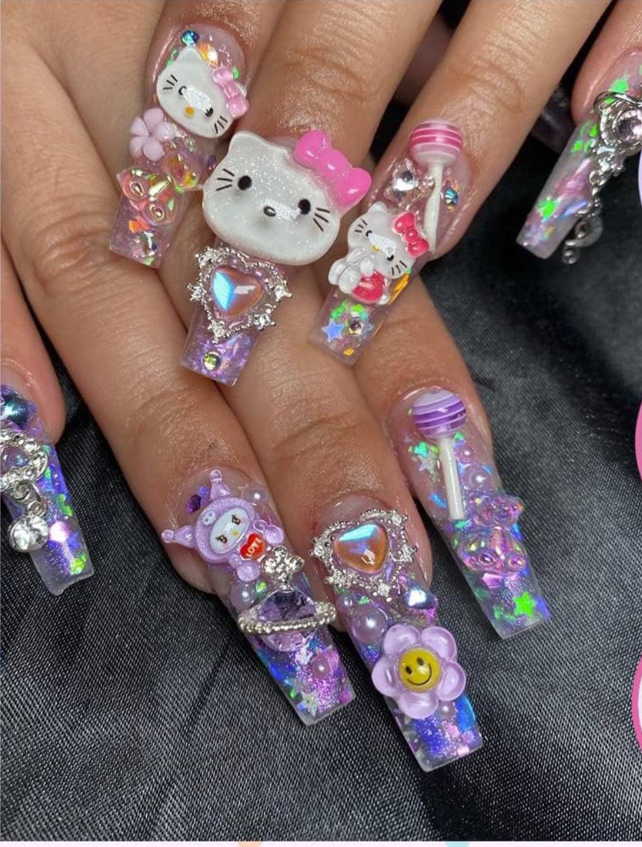 Hello kitty kitty press on nails custom