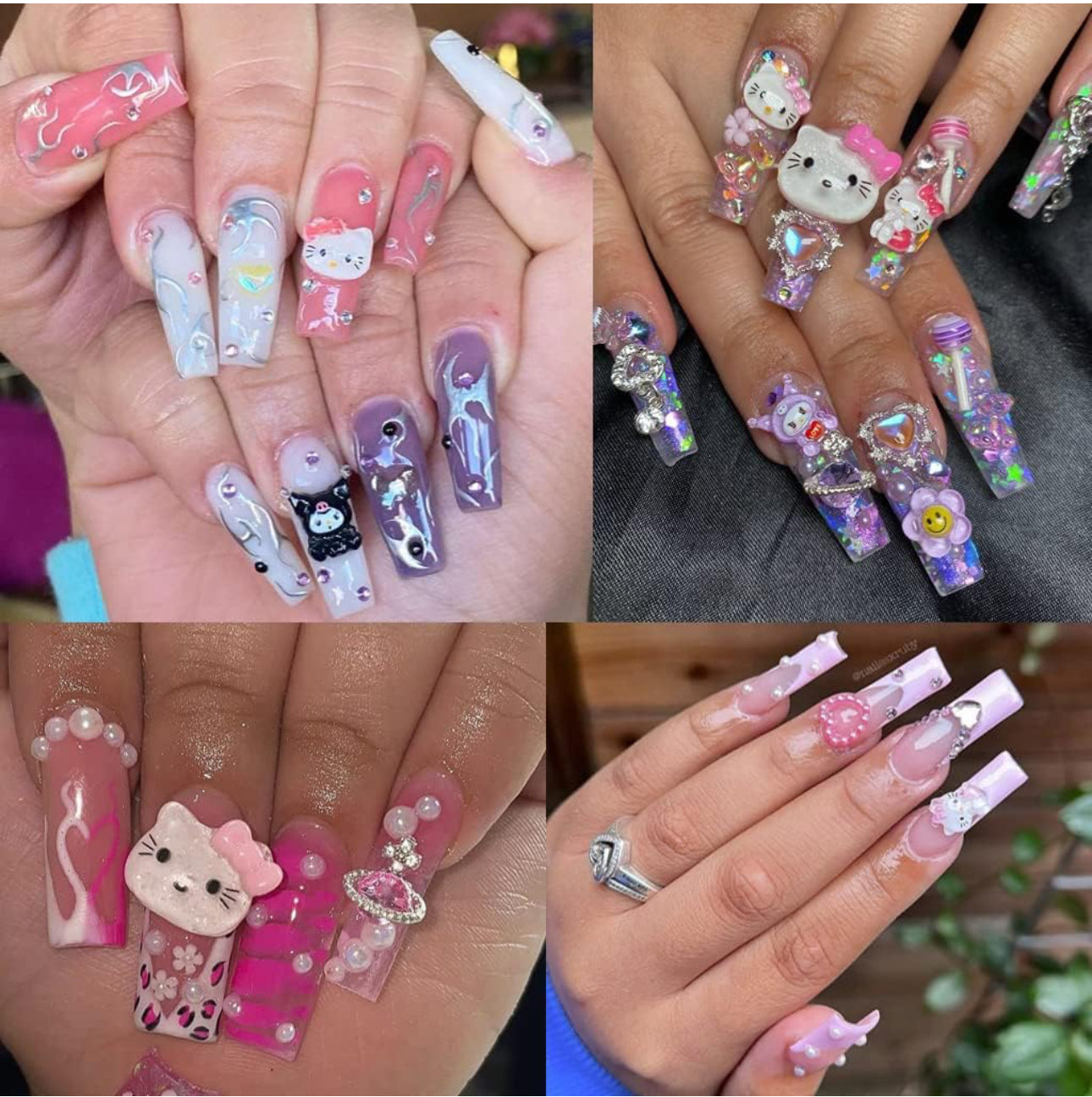 Hello kitty kitty press on nails custom