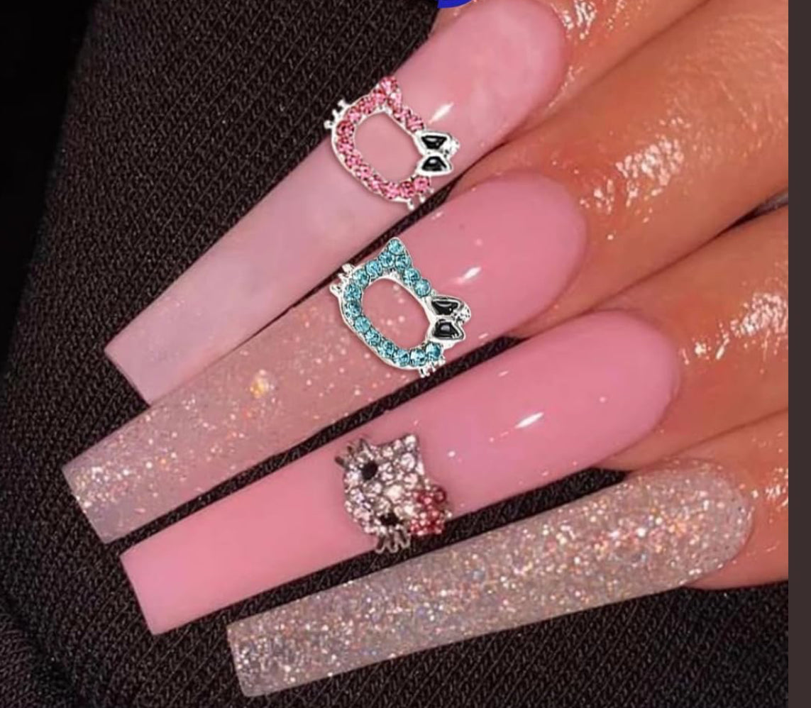 Hello kitty kitty press on nails custom