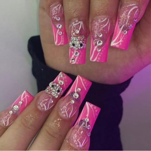 Hello kitty kitty press on nails custom