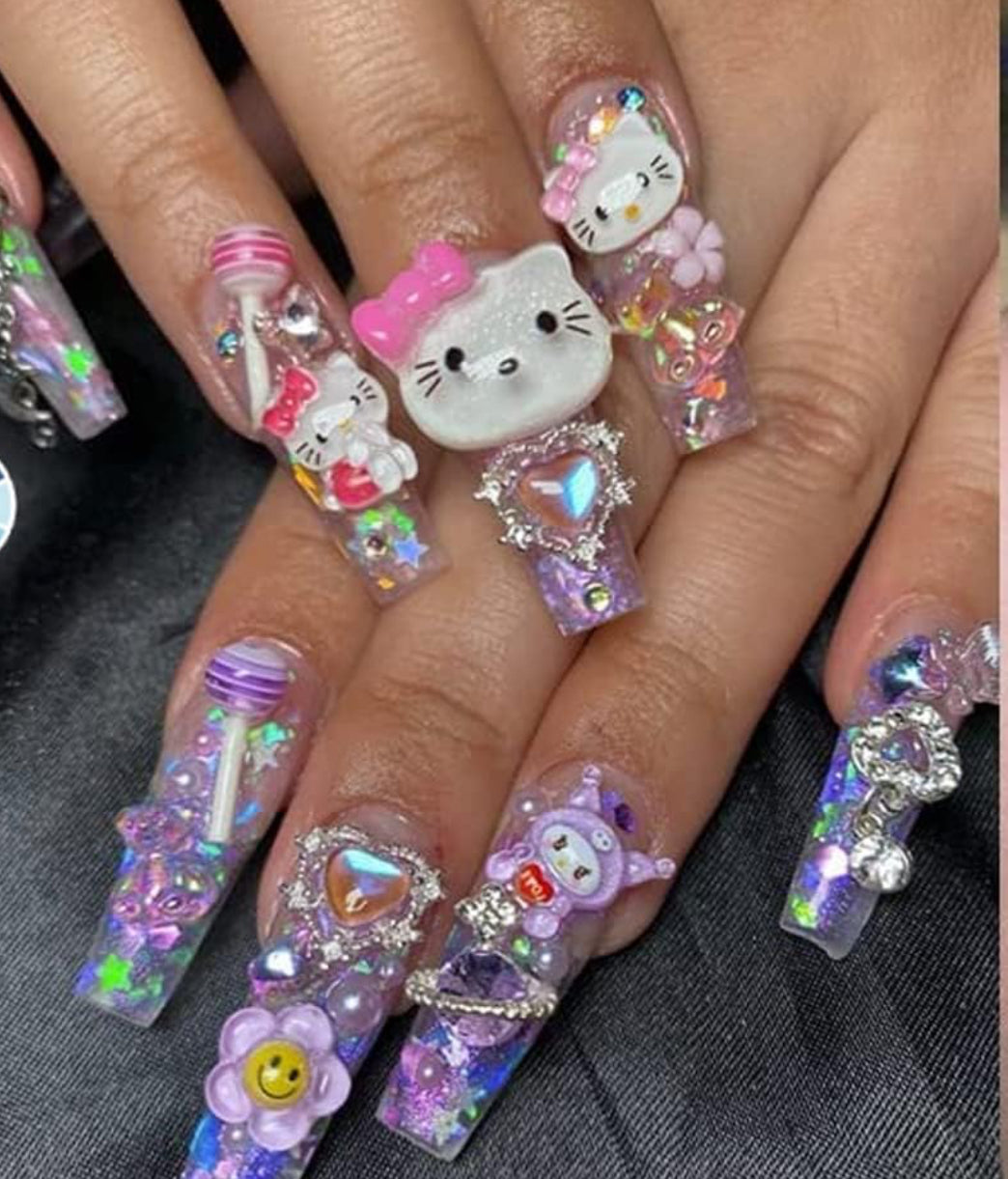 Hello kitty kitty press on nails custom