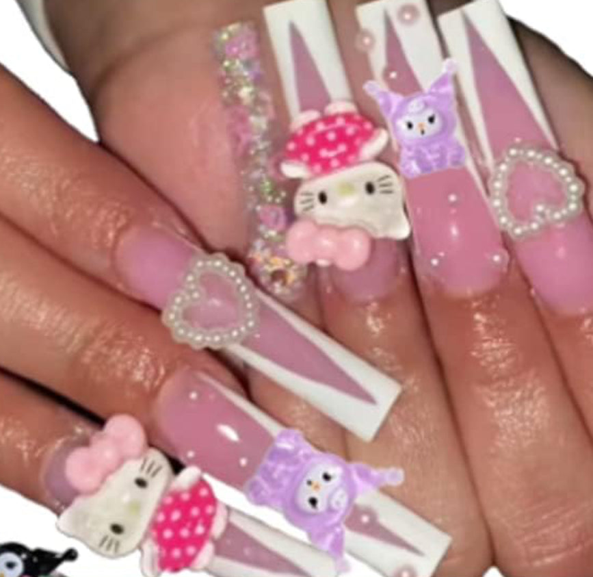Hello kitty kitty press on nails custom