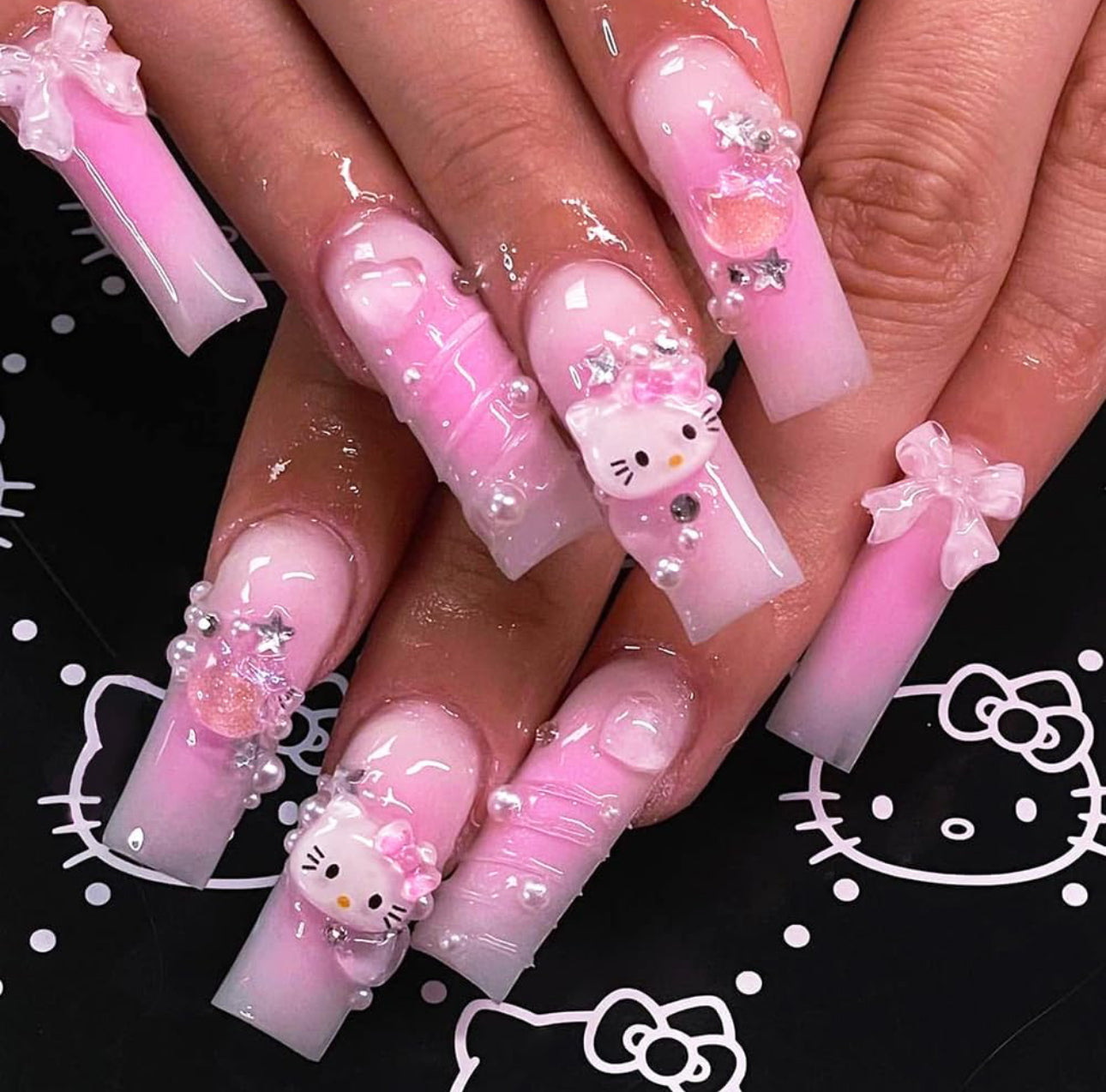Hello kitty kitty press on nails custom