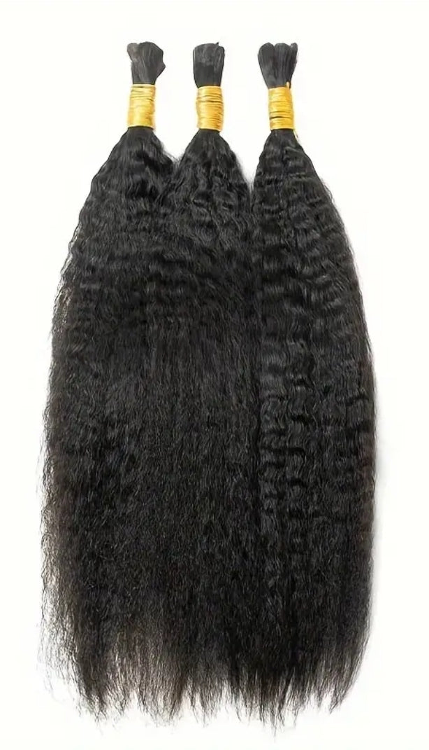 Premium thick kinky hair bulk human hair for braids or crochet