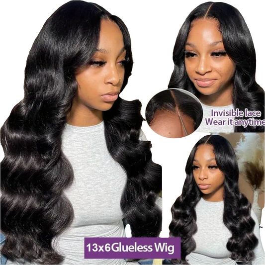 Diamond ready to wear glueless precut 3d body wave Human hair lace wig 13x6