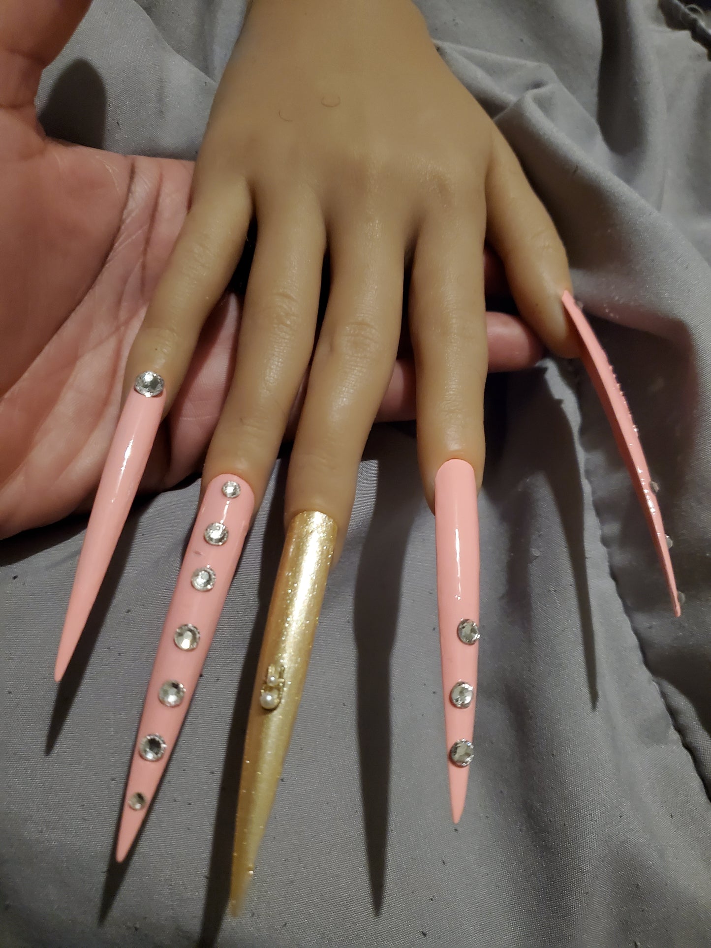 Soft pink barbie girl extended nails press on