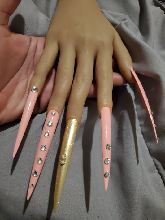Soft pink barbie girl extended nails press on