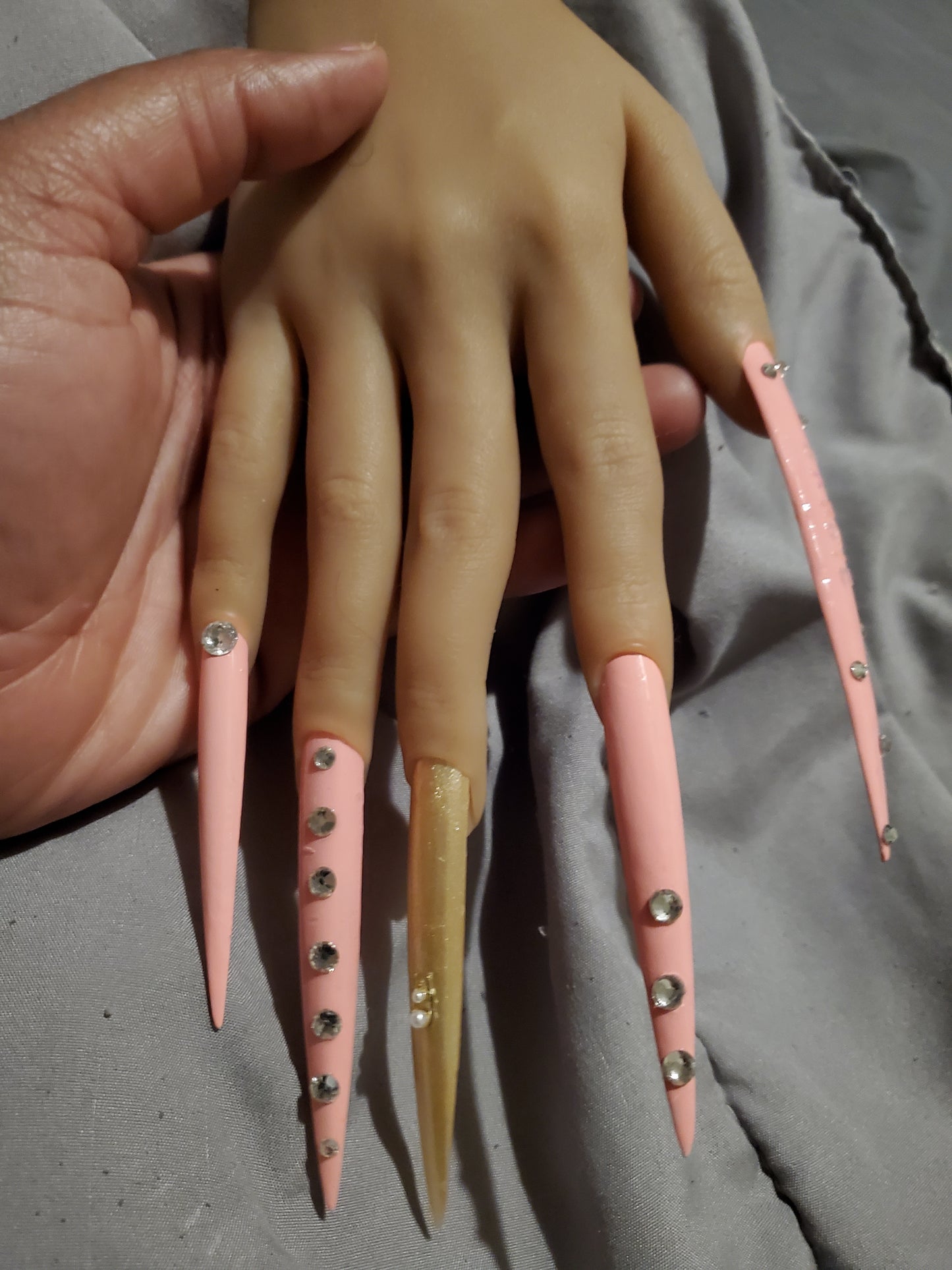 Soft pink barbie girl extended nails press on